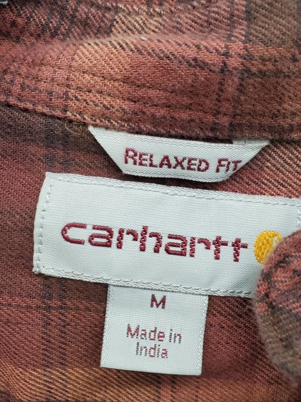 Carhartt Shirt Mens Medium Brown Plaid Relaxed Fit Button-Up Long Sleeve Casual - Picture 2 of 6